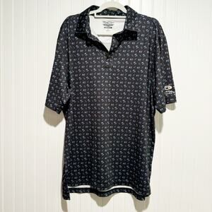 Straight Down Performance Golf Polo Tropical Palm Trees Pineapple Mens Large